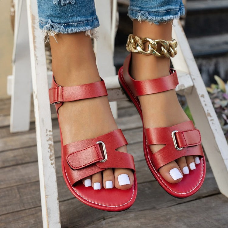 Damen bequeme Riemchen-Sandalen mit modischem Schnallen-Design EB