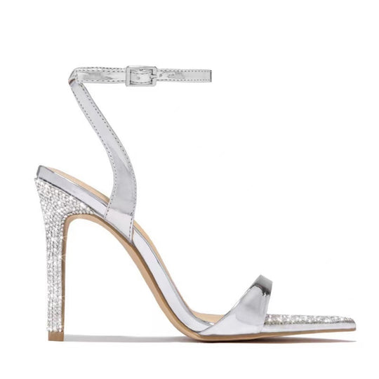 Damen High-Heels mit funkelndem Strassdesign und elegantem Riemen EB