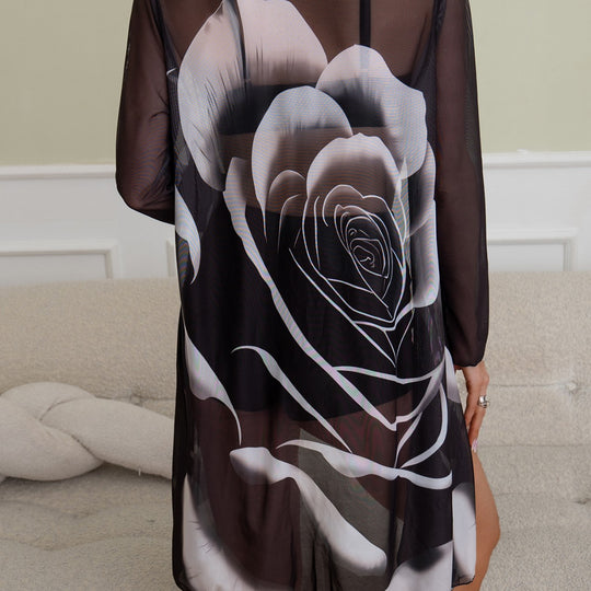 Damen Transparenter Strandkimono EB