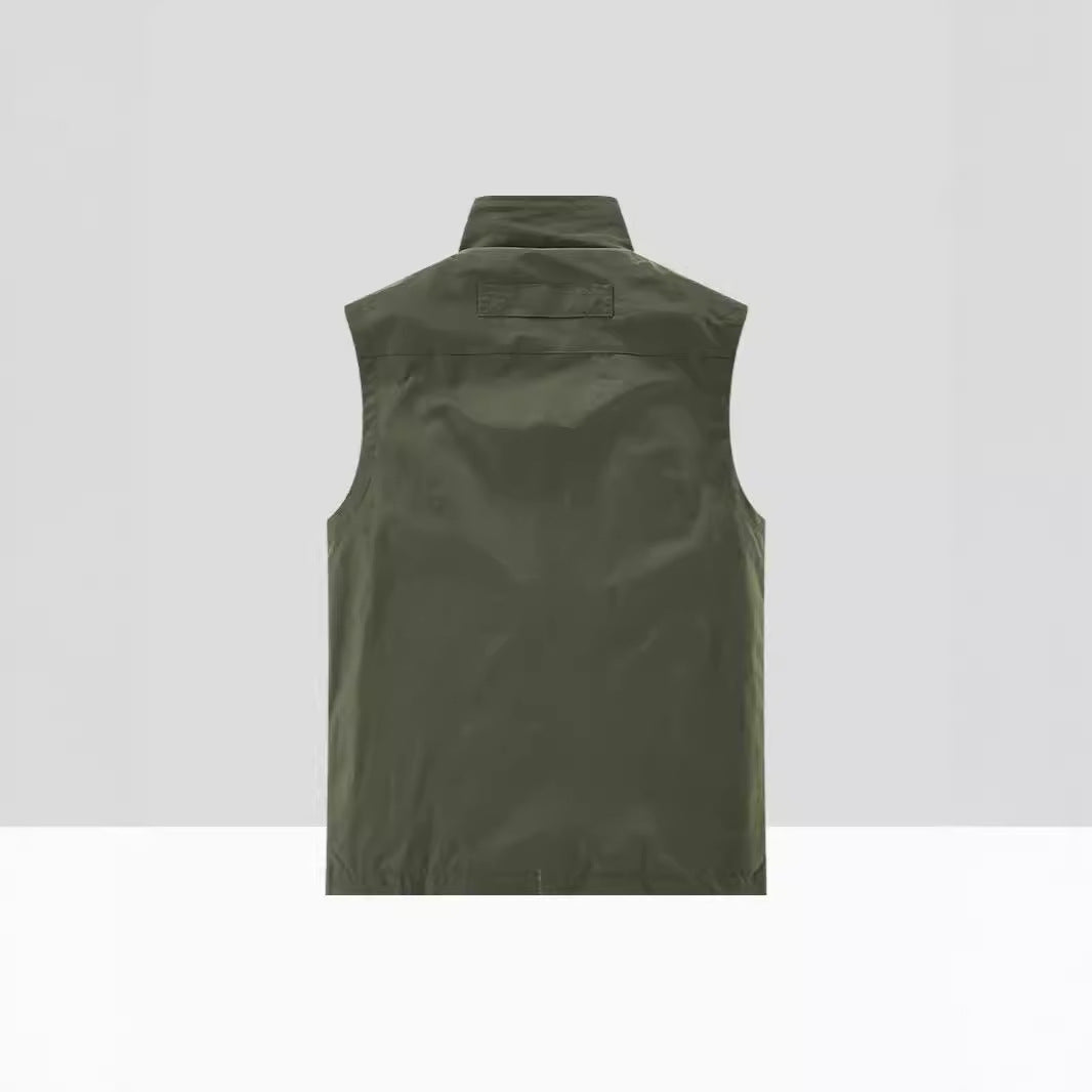 Herren Leichte Atmungsaktive Outdoor-Softshellweste mit Mesh-Innenfutter und Mehrfach-Reißverschlusstaschen EB