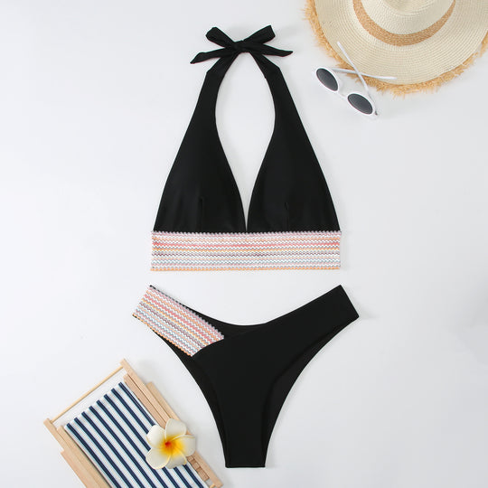 Damen Triangel-Bikini-Set mit modischem Wickelband EB