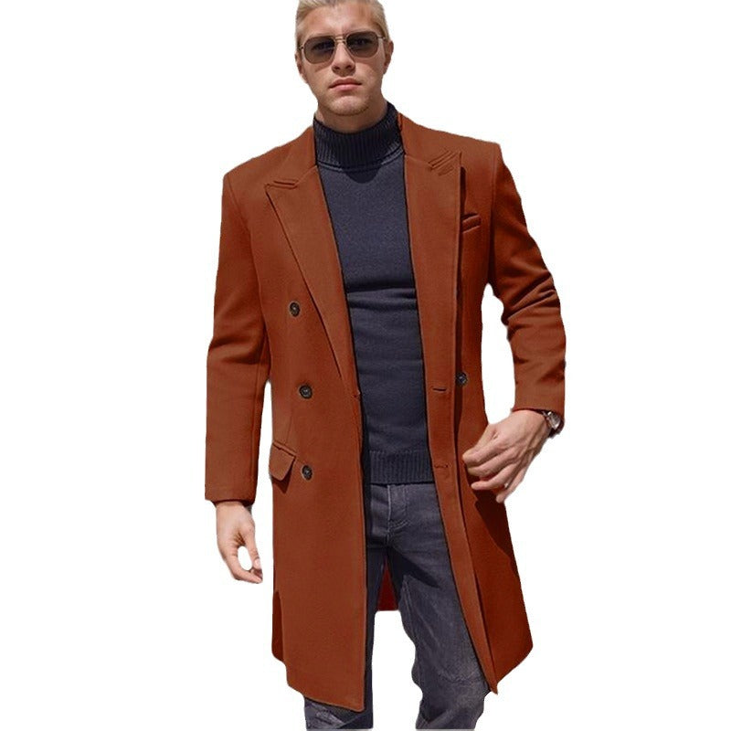 Herren eleganter Doppelknebel-Mantel mit stilvollem Schnitt und modischen Details EB