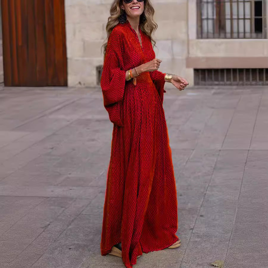 Damen Maxikleid mit elegantem Schnitt und weit ausgestellten Ärmeln EB