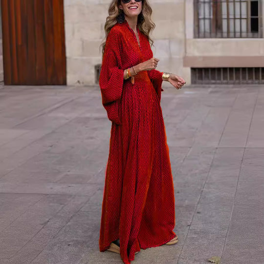 Damen Maxikleid mit elegantem Schnitt und weit ausgestellten Ärmeln EB