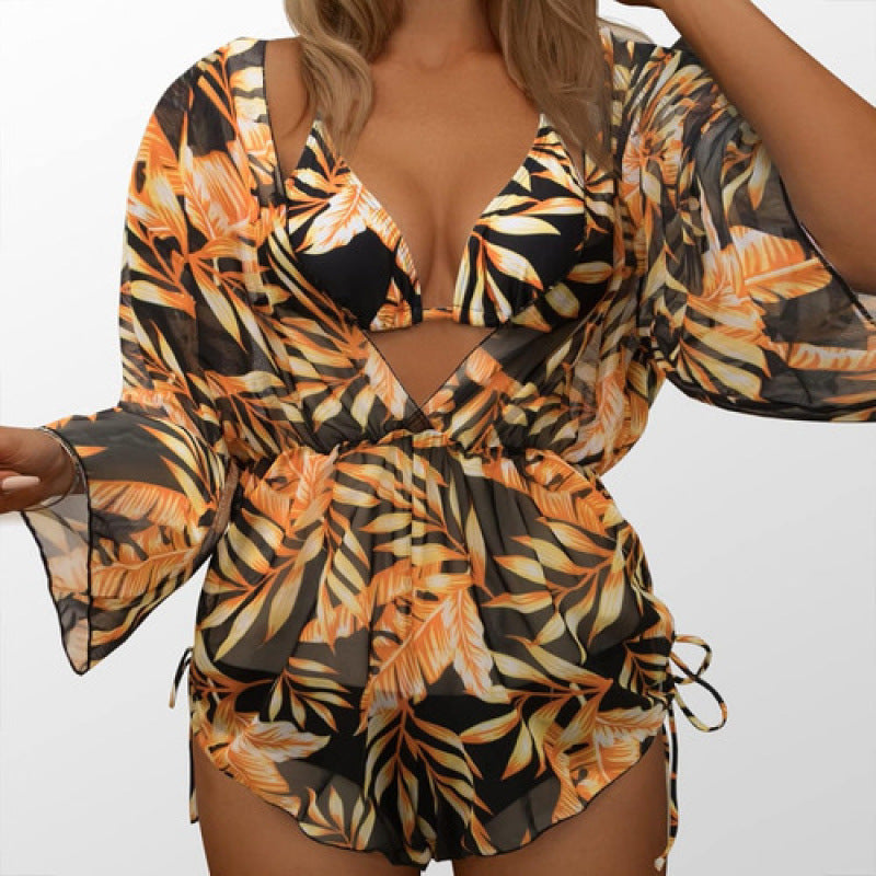 Damen Bademodenset mit floralem Design und raffiniertem Schnitt EB