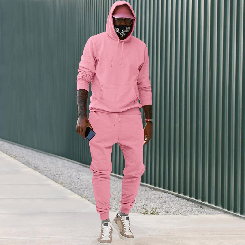 Herren nan lässiges Hoodie- und Jogging-Set aus French Terry mit Kängurutasche, gerippten Bündchen und elastischem Tunnelzugbund EB