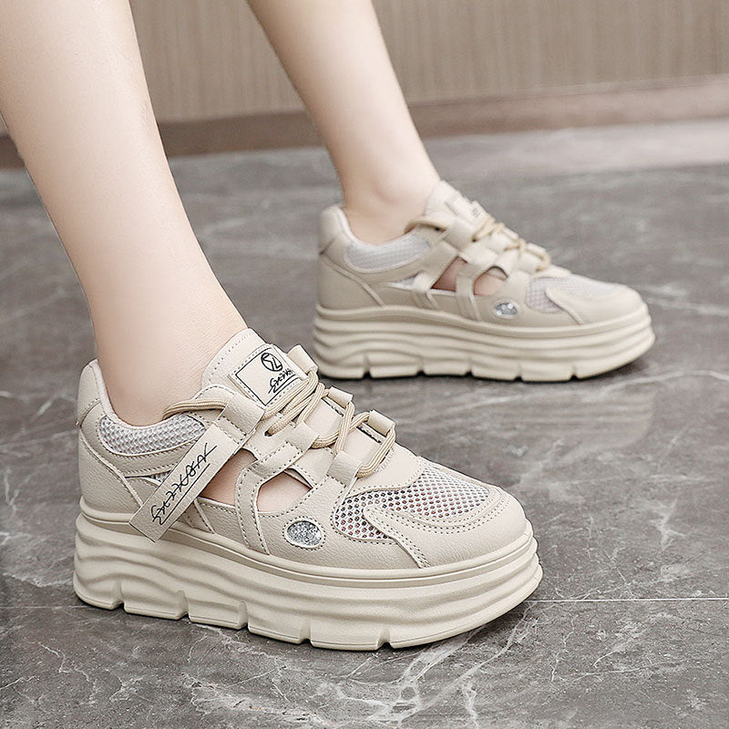 Damen atmungsaktive Plateau Sneakers mit ergonomischem Design und robustem Obermaterial EB