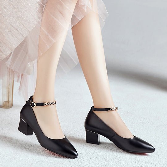 Damen Elegante Pumps mit verstellbarem Riemchen und luxuriösem Schmuckdetail EB
