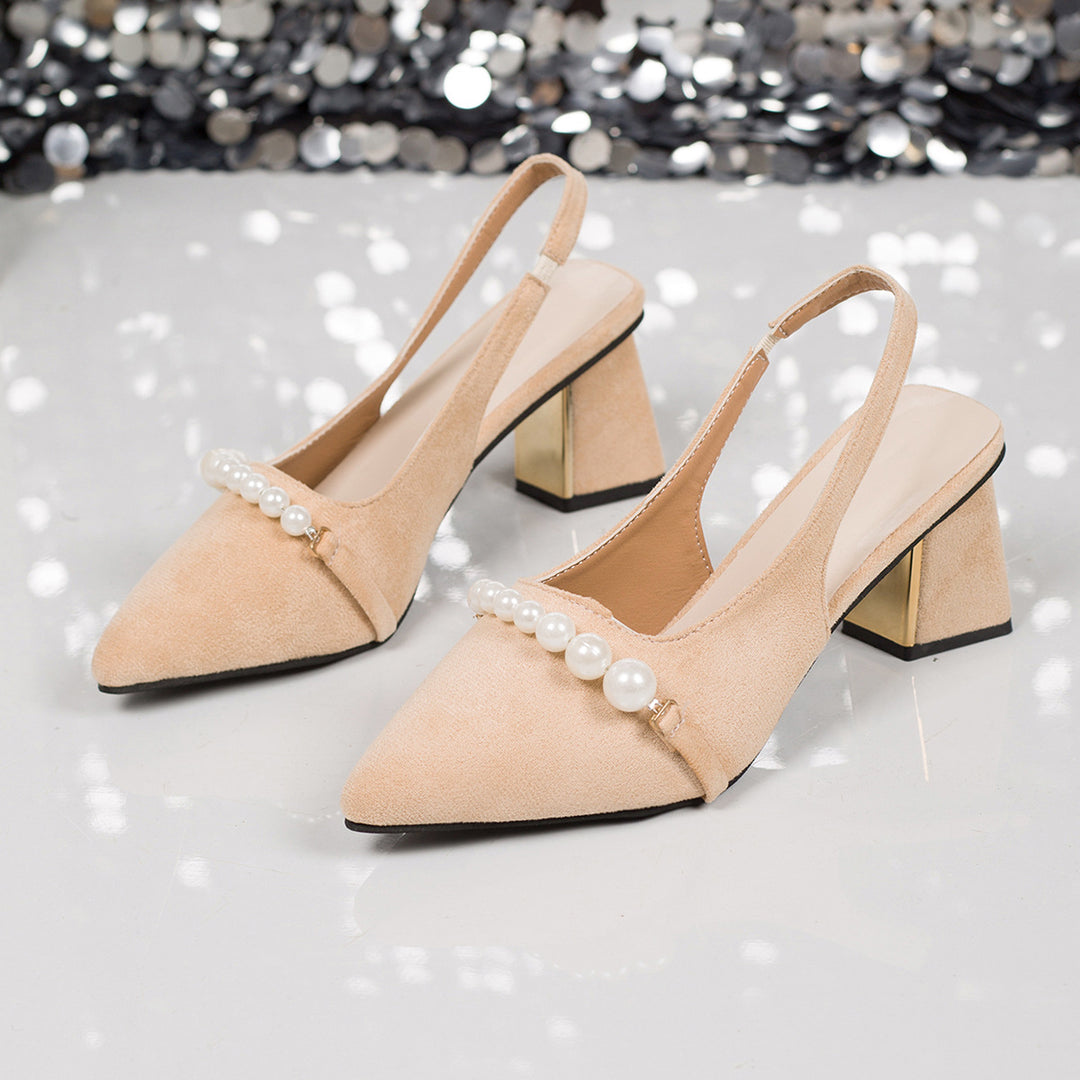 Damen Slingback-Pumps mit elegantem Perlenbesatz und stabiler Absatzhöhe EB