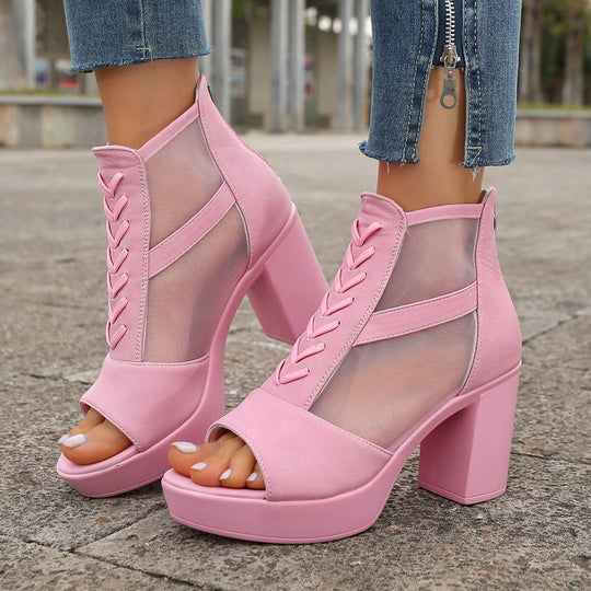 Damen Sexy High-Heels mit transparenten Einsätzen EB