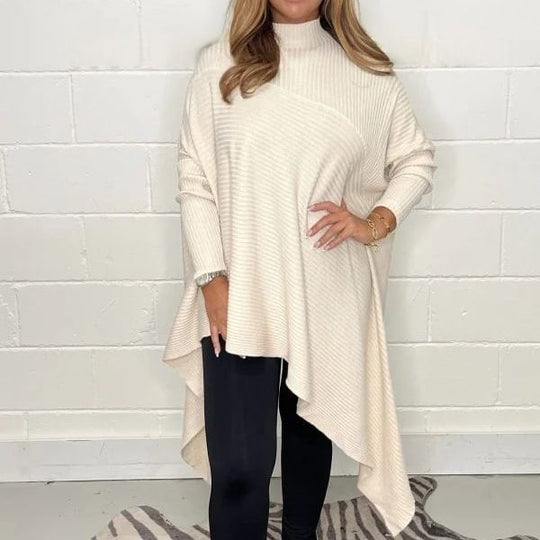 Damen Oversized Strickpullover mit asymmetrischem Saum EB