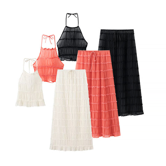 Damen Set aus Rüschenshirt und Maxirock EB