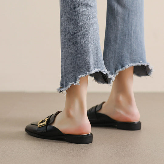 Damen Mokassin-Sandalen mit elegantem Schnallenakzent EB