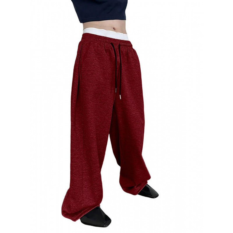 Damen nan weite Oversize Jogginghose mit tiefem Schritt, elastischem Bund und Kordelzug EB
