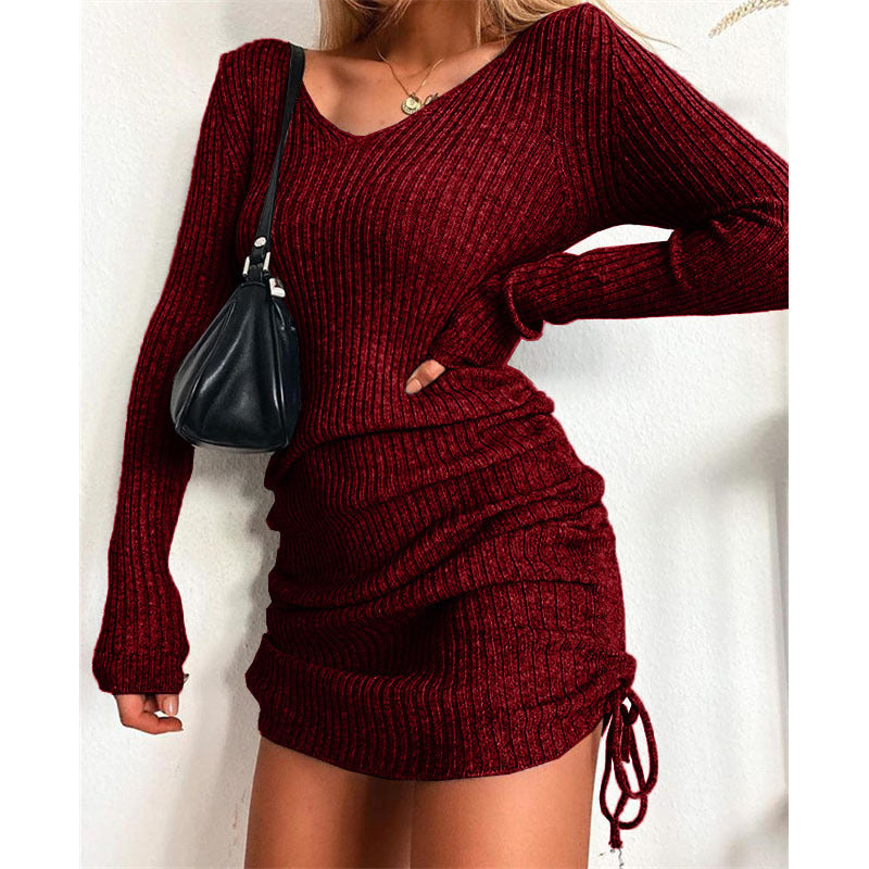 Damen Strickkleid mit raffinierten Raffungselementen EB