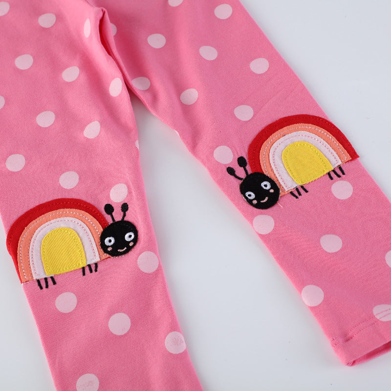 Mädchen Leggings mit fröhlichem Schnecken- und Punkten-Motiv EB