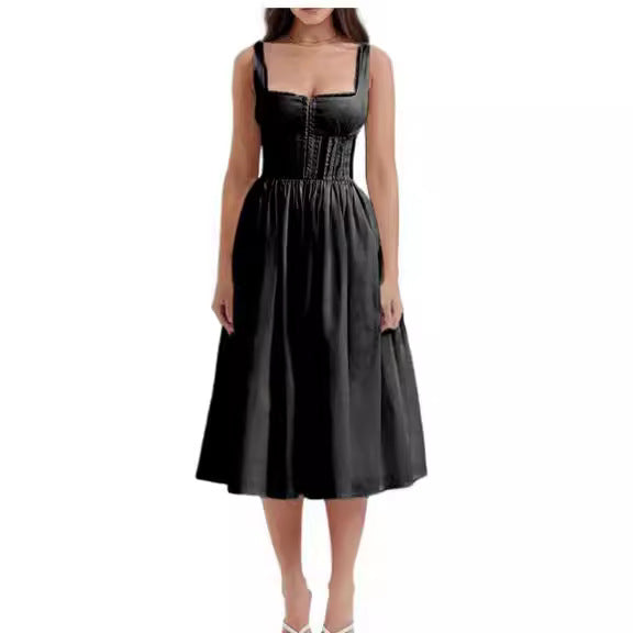 Damen Midi-Kleid mit raffinierten Spitzenakzenten und tailliertem Schnitt EB