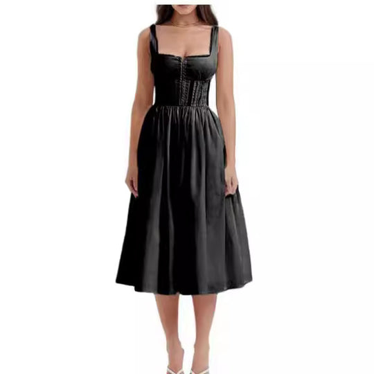 Damen Midi-Kleid mit raffinierten Spitzenakzenten und tailliertem Schnitt EB