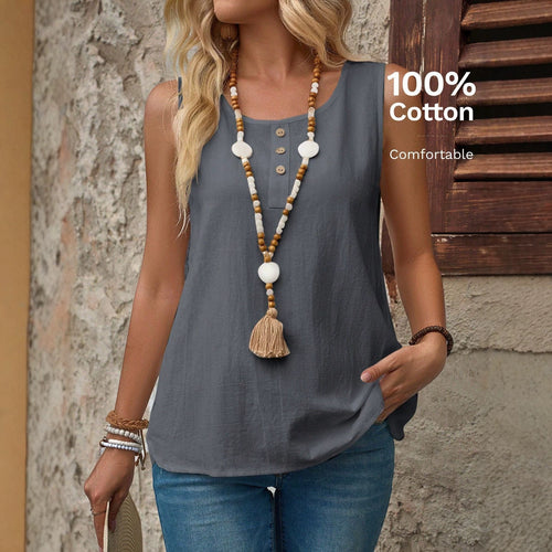 Damen ärmelloses Blusenshirt mit Knopfdetails EB