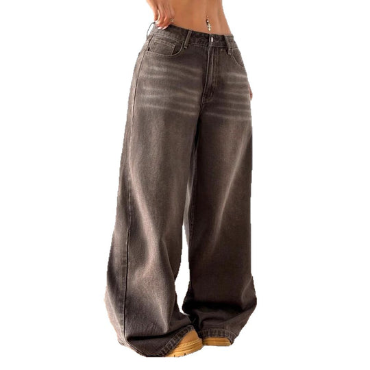 Damen Weite High-Waist Jeans mit lässigem Schnitt EB