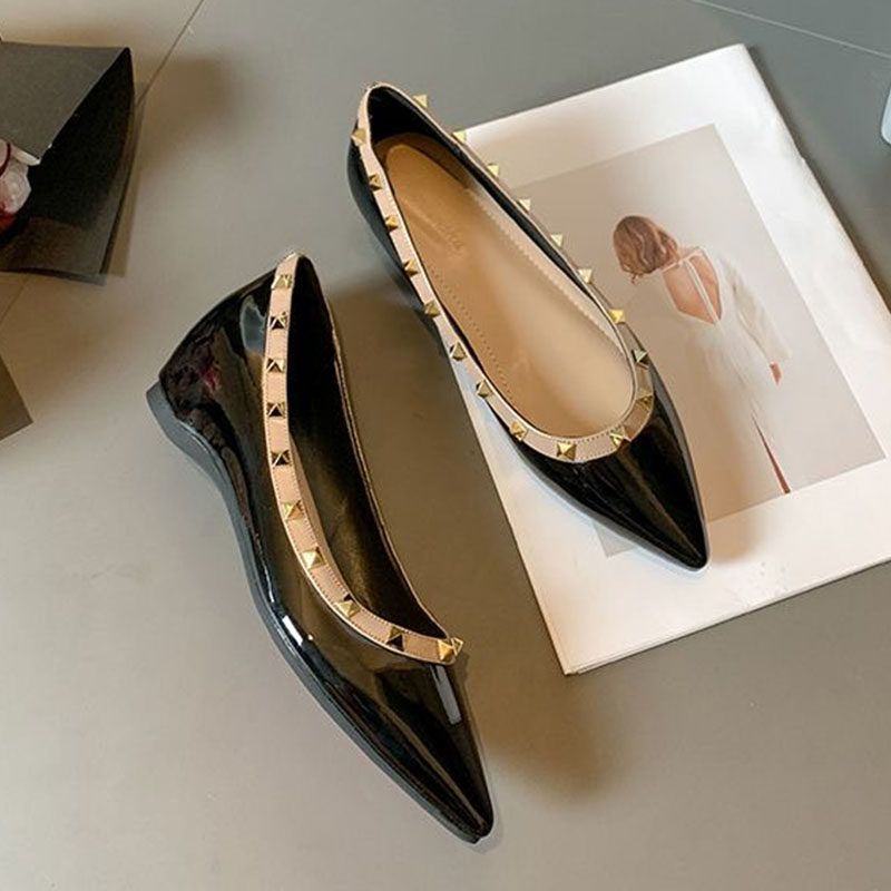 Damen spitze Ballerinas mit goldenen Nieten EB