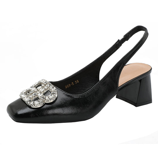 Damen Slingback-Pumps mit glamourösem Schmuckdetail und komfortablem Blockabsatz EB