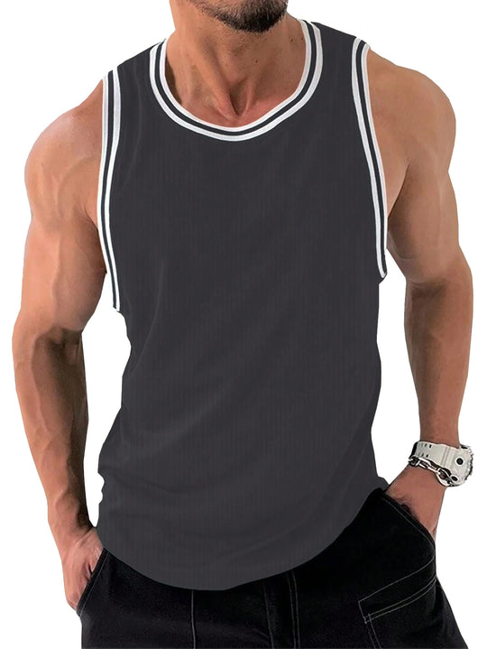Herren Sportliches ärmelloses Tanktop mit atmungsaktivem Material und modernem Rippendesign EB