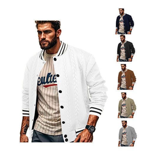 Herren Sportswear-Bomberjacke mit strukturiertem Design und Kontraststreifen EB