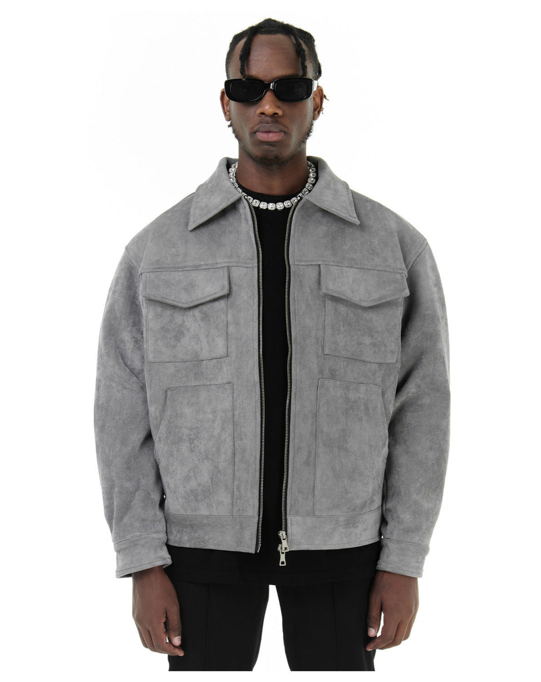 Herren modische Jacke mit praktischen aufgesetzten Taschen und Reißverschluss EB