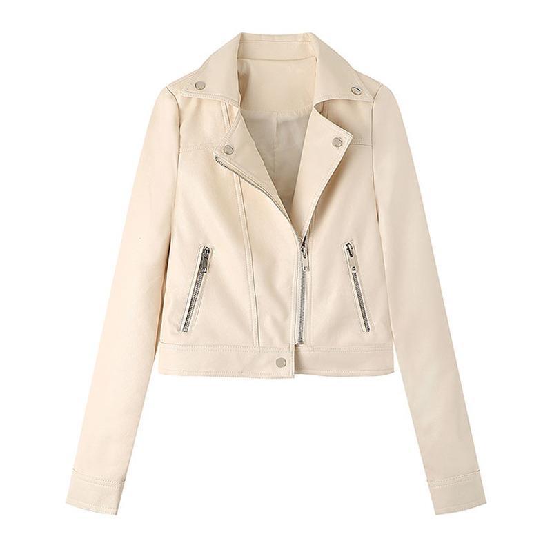 Damen Kunstleder Bikerjacke mit asymmetrischem Reißverschluss und praktischen Taschen EB