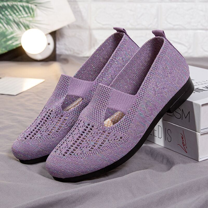 Damen atmungsaktive Slip-On Ballerinas mit elastischem Einschlupf und flexibler Sohle EB