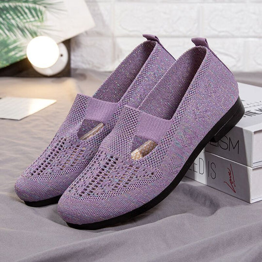 Damen atmungsaktive Slip-On Ballerinas mit elastischem Einschlupf und flexibler Sohle EB