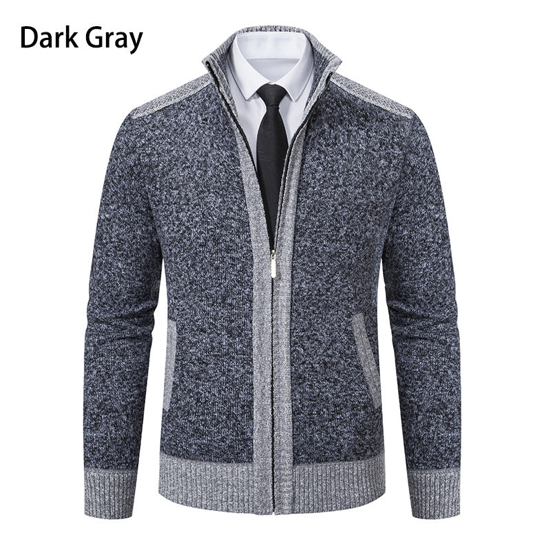 Herren modische Strickjacke mit hohem Kragen und Reißverschluss EB