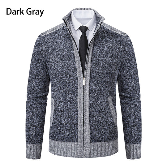 Herren modische Strickjacke mit hohem Kragen und Reißverschluss EB