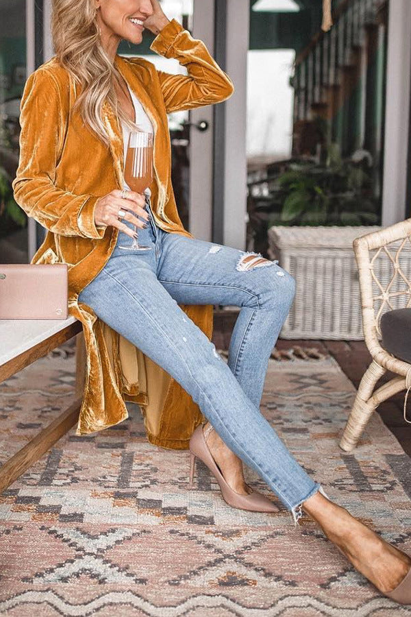 EB | My Way Samt Strickjacke Mantel