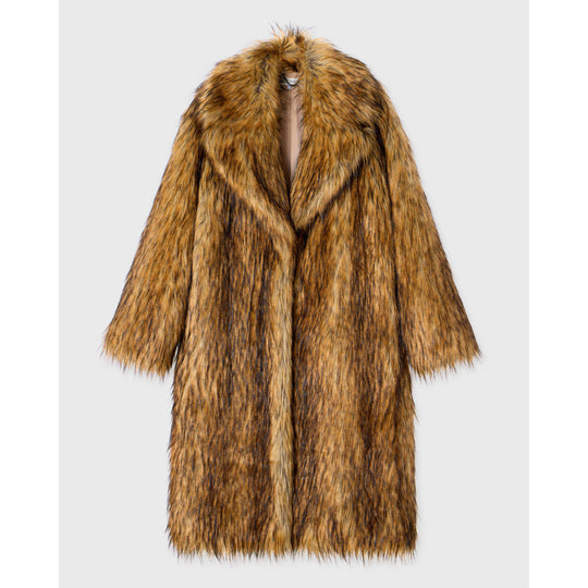 Damen Retro-Inspirierter Kunstpelzmantel EB