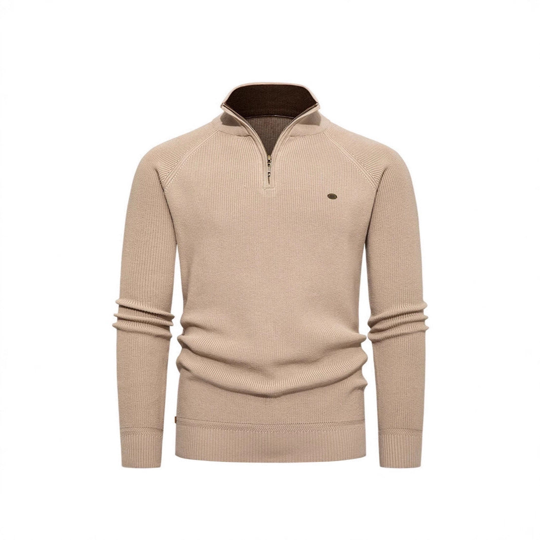 Herren Strickpullover mit Stehkragen und Reißverschluss EB