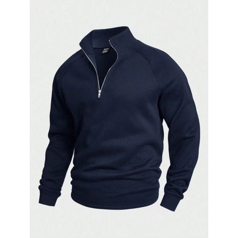 Herren Fleece-Halbzippullover mit Stehkragen und Raglanärmeln EB