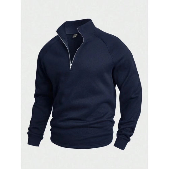 Herren Fleece-Halbzippullover mit Stehkragen und Raglanärmeln EB