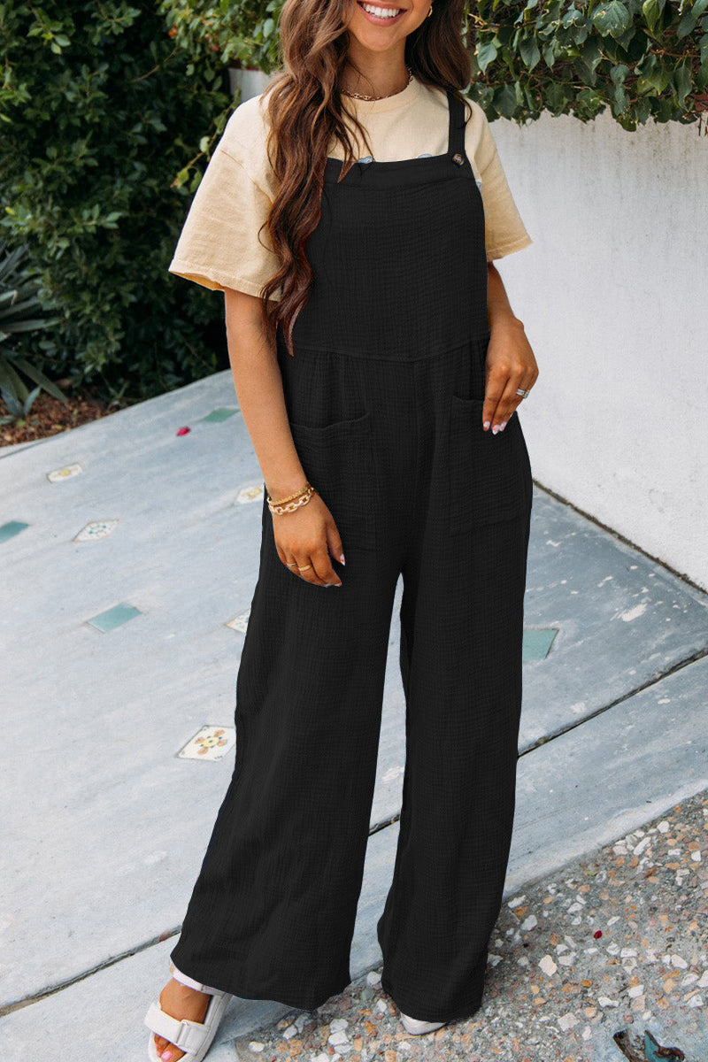 Damen lässiger Jumpsuit mit weitem Schnitt und praktischen Taschen EB