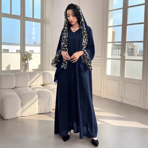 Damen Fließendes Maxikleid mit eleganten Ärmeln und V-Ausschnitt EB