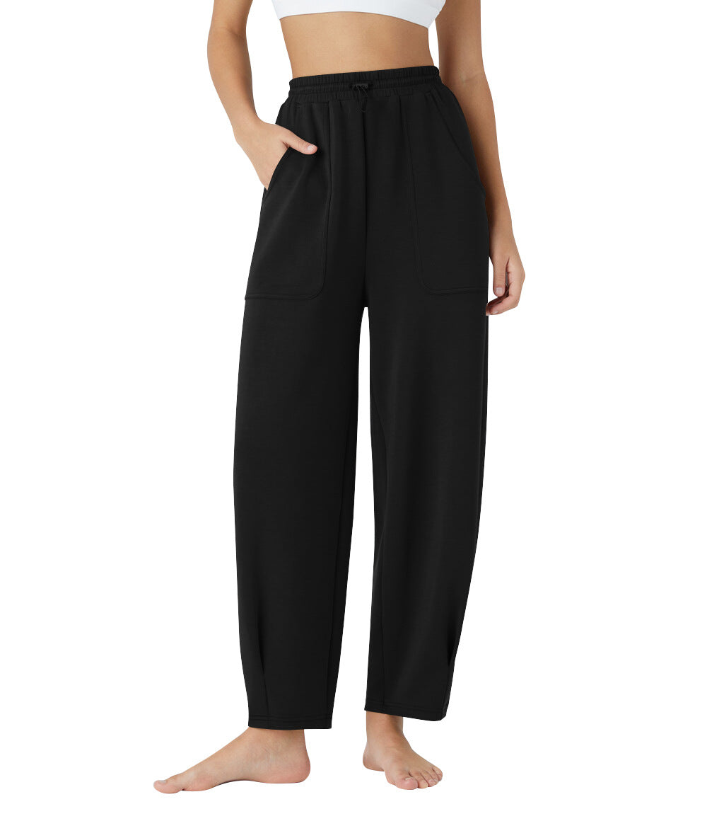 Damen weite Freizeithose mit elastischem Bund und praktischen Taschen EB