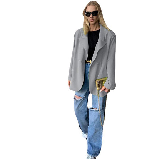 Damen Oversized Blazer mit Doppelknopf und elegantem Schnitt EB