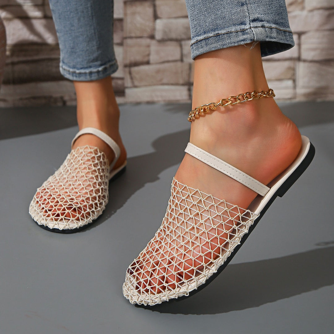 Damen  gewebte Netz-Mules mit Slip-On-Funktion, offener Ferse und flexiblem Leichtsohlen-Design EB