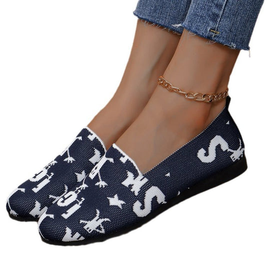 Damen Modische Slip-On Schuhe aus atmungsaktivem Material mit stylischem Print EB