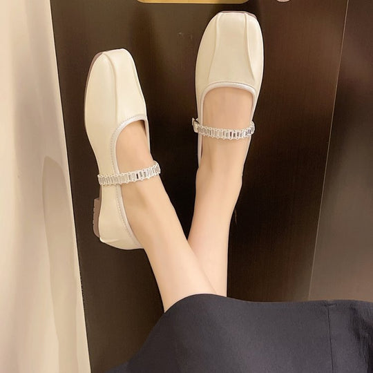 Damen elegante Ballerinas mit dekorativem Riemchen EB