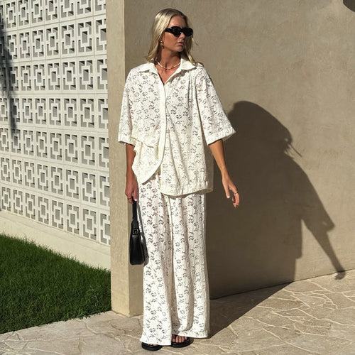 Damen oversized Hemdblusen-Set mit floralen Details EB