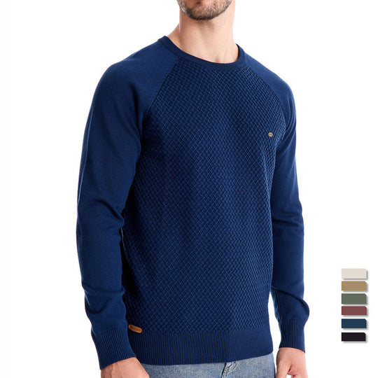 Herren Strickpullover mit modernem Strukturmuster und Rundhalsausschnitt EB