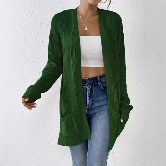 Damen Grobstrick Cardigan mit praktischen Taschen und lässigem Schnitt EB