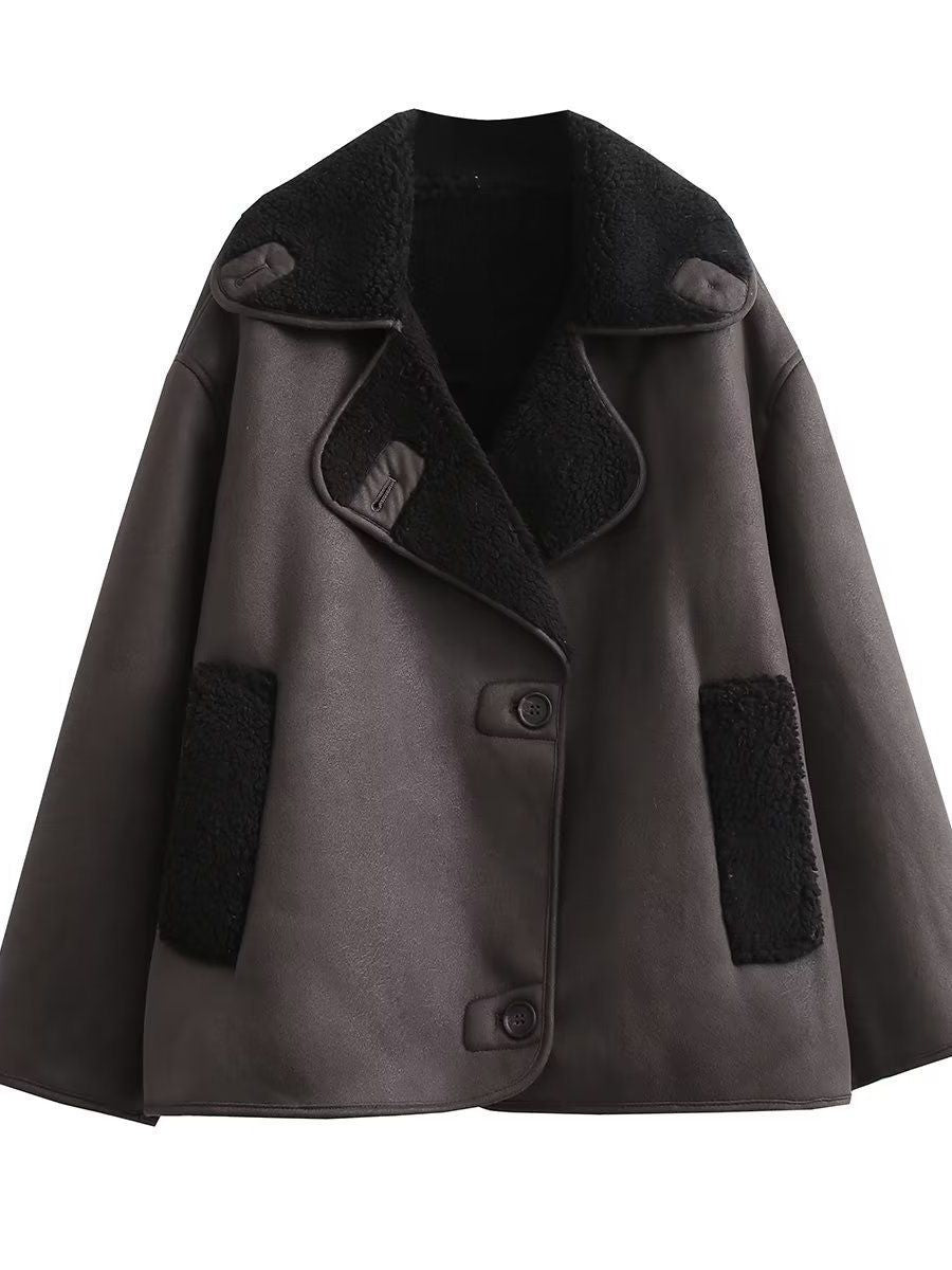 Damen Oversized-Baumwolljacke mit gefüttertem Kragen EB